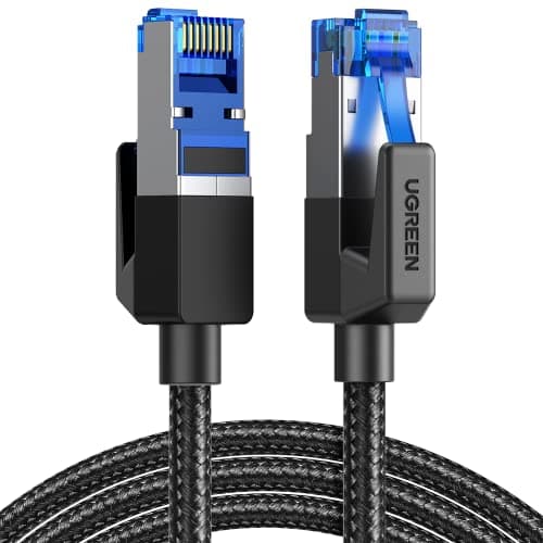 UGREEN Cat 8 Ethernet Cable 15FT, High Speed Braided 40Gbps 2000Mhz Network Cord Cat8 RJ45 Shielded Indoor Heavy Duty LAN Cables Compatible for...