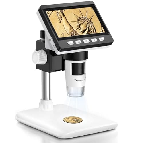 4.3 Inch LCD Digital Microscope, AOPICK Coin Microscope Camera with 50X-1000X Magnification, Coin Magnifier for Error Coins - 8 Adjustable LED...