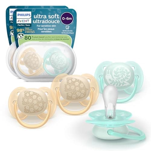 Philips Avent Ultra Soft Pacifiers - Orthodontic Design, for Babies 0-6 Months, Flexible Shield, Silicone Symmetrical Nipple, BPA-free, 2...