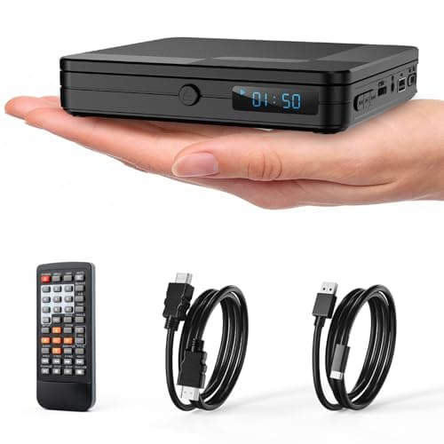 Homlab Mini DVD Player with Remote Control - All Region Free 1080P HD Small Compact CD DVD Player for Smart TV & Projector, Features HDMI Output,...