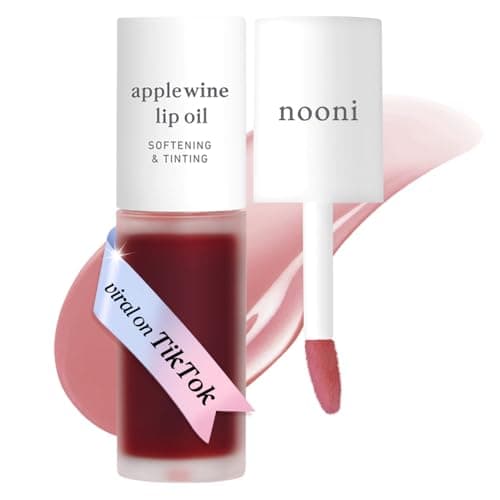 NOONI Vegan Korean Appleseed Lip Oil - Applewine | Lip Stain Long Lasting Hydration, Plumping, Moisturizing for Dry Lips, Grape Seed Oil, Lip Gloss...