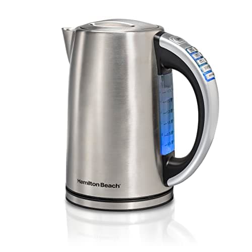 Hamilton Beach Variable Temperature Electric Kettle, 1.7 L, 1500W, 6 Presets, Keep Warm, Cordless, Auto Shutoff & Boil-Dry Protection, Stainless...