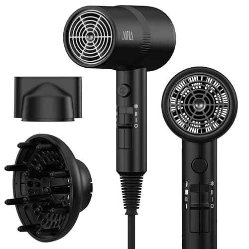 AINA Hair Dryer with Diffuser, Blow Dryer for Women | Advanced Ionic Technology, Ceramic Coating | Cold Shot Features Turbo Heat for Fast Drying...