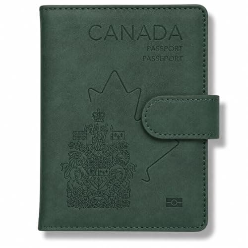 RedDeer Canada Passport Holder Wallet Premium PU Leather Travel Passport Wallet RFID Blocking Cover Case Travel Documents Organizer with Pen...