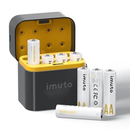 imuto Rechargeable AA Batteries Lithium 8 Pack with Charger,3600mWh 1.5V Constant Output Double A Batteries Rechargeable,1600 Cycles Long Lasting...
