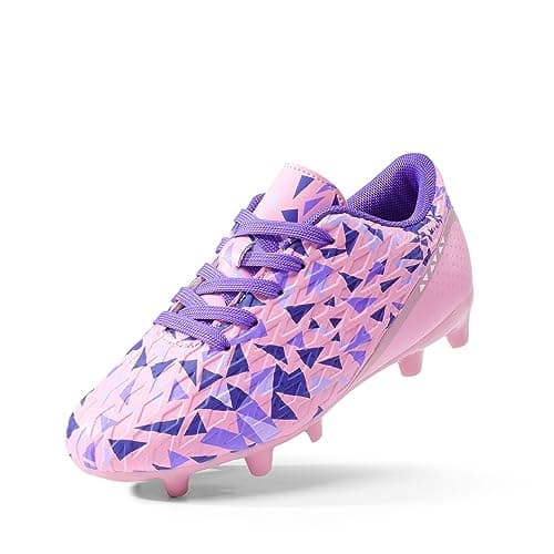 DREAM PAIRS Boys Girls Soccer Cleats Kids Football Shoes,Size 1 Little Kid,Pink/Purple,HZ19003K