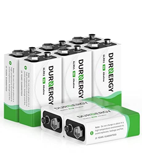 DURNERGY 9 Volt Batteries 8 Pack, Alkaline 9 Volt Battery for Smoke Alarms, 10 Years Shelf Life, 6LR61 Smoke Detector Battery, 9V Square Batteries