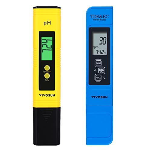 VIVOSUN pH and TDS Meter Combo, 0.05ph High Accuracy Pen Type pH Meter ± 2% Readout Accuracy 3-in-1 TDS EC Temperature Meter for Hydroponics,...