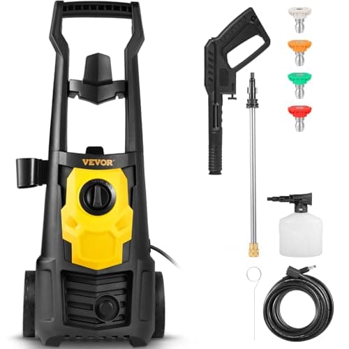 VEVOR Electric Power Washer, 2000 PSI, Max 1.65 GPM Pressure Washer w/ 30 ft Hose & Reel, 5 Quick Connect Nozzles, Foam Cannon, Portable to Clean...