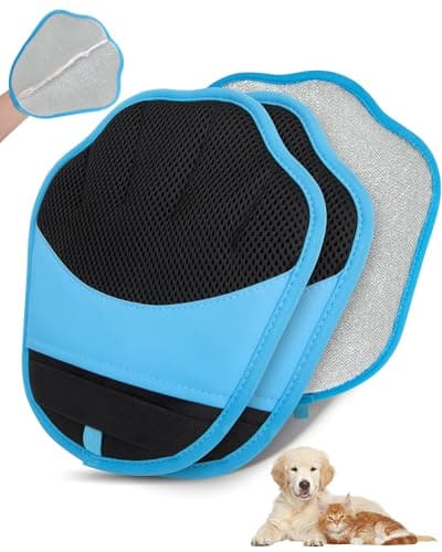 Upgraded Pet Hair Removal Glove, 2 Pair Five-Finger Electrostatic Pet Hair Removal Glove for Cats & Dogs, Reusable Magic Brush for Laundry, Couch,...