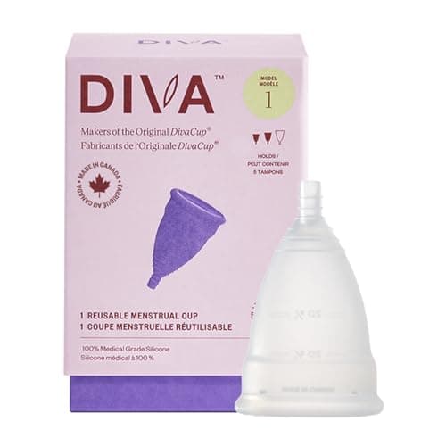 DIVA Cup - Medical Grade Silicone Cup for Period Care - Reusable Menstrual Cup - Up to 12 Hours of Continuous Wear - Model 1 (For Medium to Heavy...
