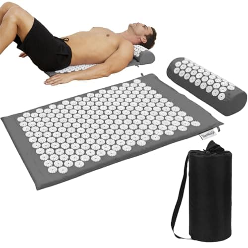 Acupressure Mat and Pillow Set with Bag - 73 X 42 CM Massage Acupuncture Mat - Naturally Relax Back, Neck and Feet Muscles - Stress and Pain Relief...