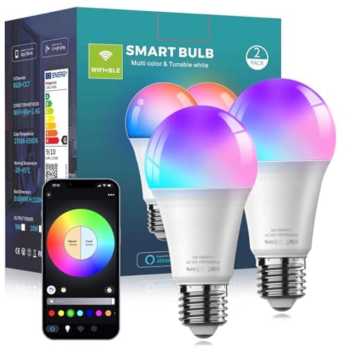Tenmiro Smart Light Bulbs, 9W A19 Color Changing Light Bulb Work with Alexa, Google Assistant & Google Home, Music Sync WiFi & Bluetooth LED Bulbs...