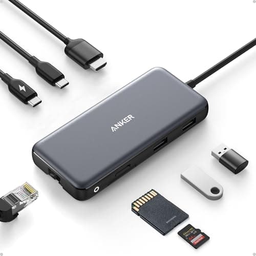 Anker 555 USB-C Hub (8-in-1), with 85W Power Delivery, 4K 60Hz HDMI Port, 10Gbps USB C and 2 A Data Ports, Ethernet microSD SD Card Reader, for...
