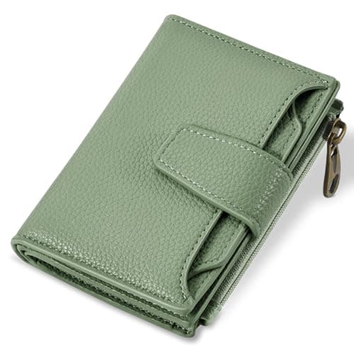 Airkit Small Wallet Women RFID Blocking Genuine Leather Bifold Compact Card Holder for Women with Zipper Coin Pocket 4 ID Windows