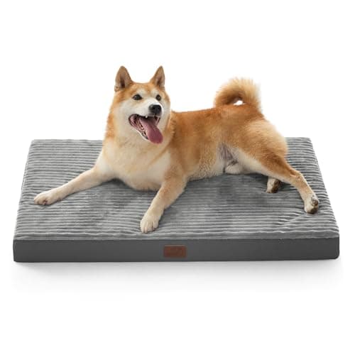 Bedsure ComfyFleece Dog Bed Large, 89x56x7CM Orthopedic Dog Crate Bed with Removable Washable Cover for Large Dogs, NOT WATERPROOF Egg Crate Foam...