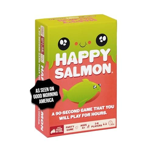 Happy Salmon par Exploding Kittens - 3-8 joueurs - 6 ans et plus - 90 secondes tours - Jeu de cartes à correspondance rapide facile à apprendre - Jeu de fête, jeu familial...