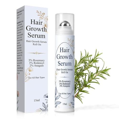 Rosemary Hair Growth Serum Roll On with Redensyl & Anagain, DHT Bllocking Scalp Serum for Thicker Stronger Hair, For Women & Men, Non-Greasy Fast...