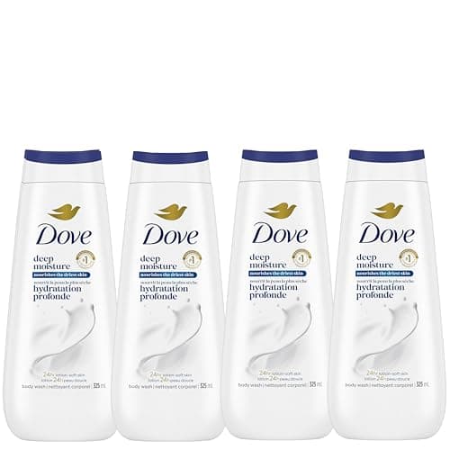 Dove Body Wash Deep Moisture, for 24hr Lotion-Soft Skin Moisturizing Skin Cleanser with No Sulfates No Parabens, 325mL (Pack of 4)