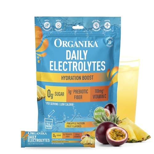 Organika Canadian-Made Electrolytes Powder- Pineapple Passionfruit Sachets- On the Go Sugar-Free Hydration and Electrolyte Replenishment with...