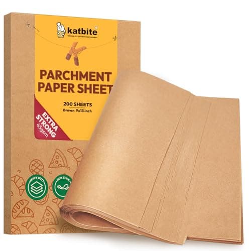 Katbite 200Pcs 9x13 inch Heavy Duty Unbleached Parchment Paper,Extra Strong Baking Paper Sheets for Baking Cookies, Cooking, Frying, Air Fryer,...