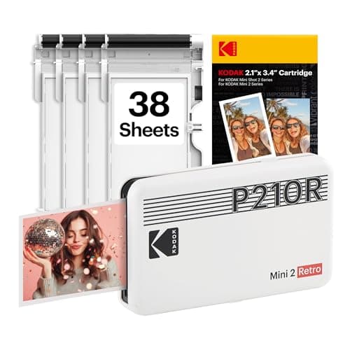 KODAK Mini 2 Retro 2x3 Portable Photo Printer, 38 Sheets, Bluetooth Smartphone Printer for iPhone & Android, Instant Color Prints, 4PASS Dye...