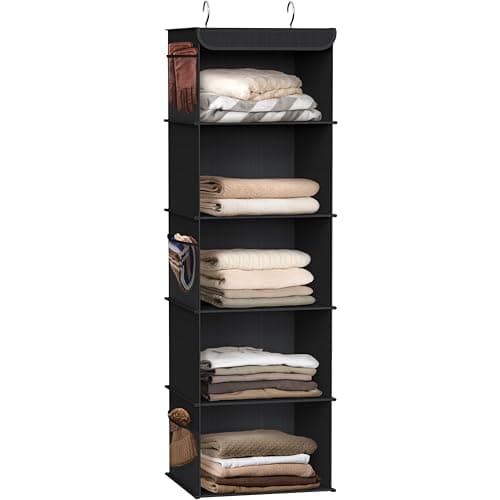 Simple Houseware 5 Shelves Hanging Closet Organizer, Black