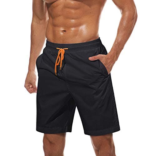 TACVASEN Short de Bain Homme pour Vacances d'été Maillot de Bain à Séchage Rapide pour Homme avec Taille élastique et Poches Mode Beachwear Noir