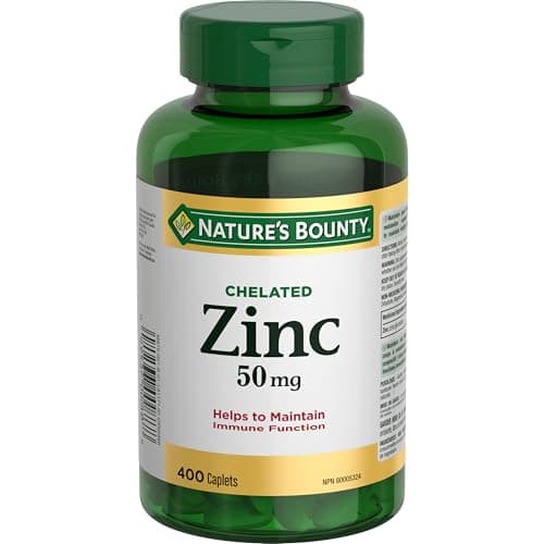 Nature’s Bounty Chelated Zinc 50mg, Helps to Maintain Immune Function - 400 Caplets