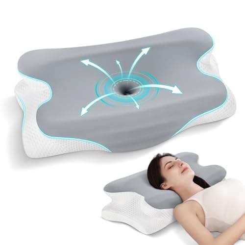 JINXIA Oreillers cervicaux pour soulager les douleurs du cou et des épaules, oreiller en mousse à mémoire de forme avec étui en soie rafraîchissante, soutien du cou rafraîchissant pour le sommeil...