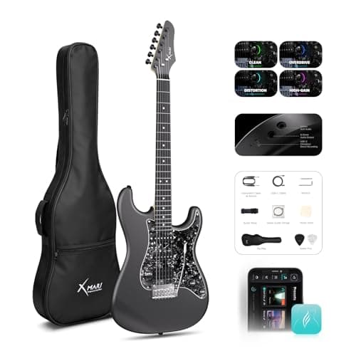 Enya XMARI Smart Electric Guitar 39" with Built-in DSP Effects, 4 Presets, USB-C OTG Recording, Headphone Output, Custom Ceramic Pickups, Carbon...