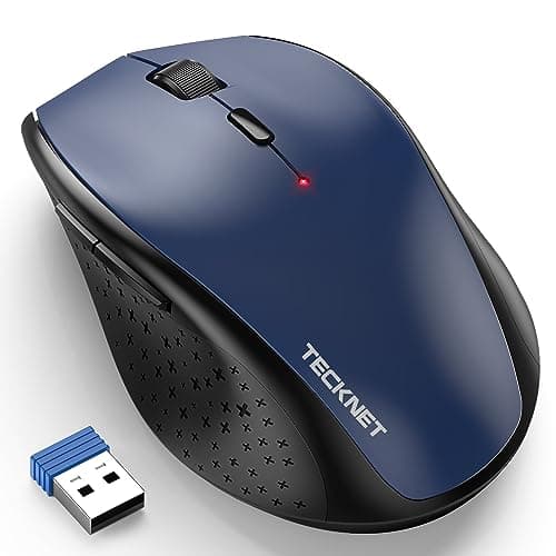 Souris sans fil TECKNET, souris d'ordinateur silencieuse 2.4G avec 3200 DPI réglable, souris ergonomique, souris sans fil 6 boutons...