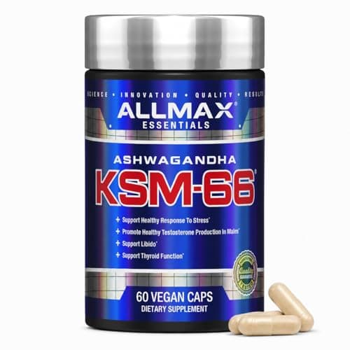 ALLMAX Ashwagandha KSM-66 Capsules - Full Spectrum Root Extract Supplement - Muscle Strength & Recovery, Stress Relief - 60 Veggie Caps, 30...