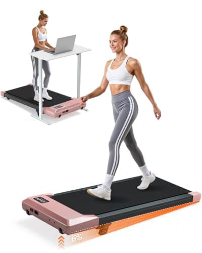 DeerRun Walking Pad, Under Desk Treadmill with Incline for Home Office 2.5HP Portable Walking Treadmill with 300 Lbs Weight Capacity Walking...