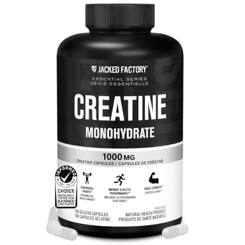 Jacked Factory Creatine Monohydrate Capsules - Canadian-Owned Supplement for Muscle Growth, Increased Strength, Enhanced Energy Output, and...