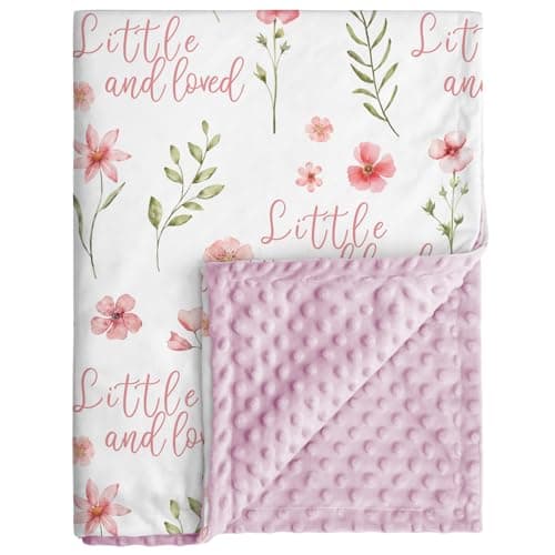 Couvertures florales pour bébé Civarua Kids pour filles - Couverture Minky super douce pour chambre d'enfant, couverture pour bébé nouveau-né avec support à pois double couche, rose...