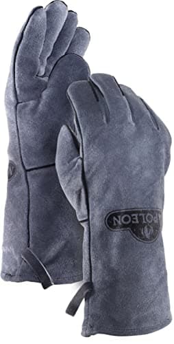Napoleon BBQ Grill Accessory - Genuine Leather BBQ Gloves - 62147 - Grey, Leather, Heat Safe Gloves, Perfect For Barbecue, Camp Fire, Wood...