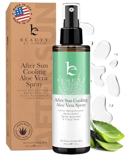 Aloe Vera After Sun Spray with Instant Cooling Effect - USA Made with Organic Aloe Vera Gel for Skin, Fast Absorbing After Sun Lotion Cooling...