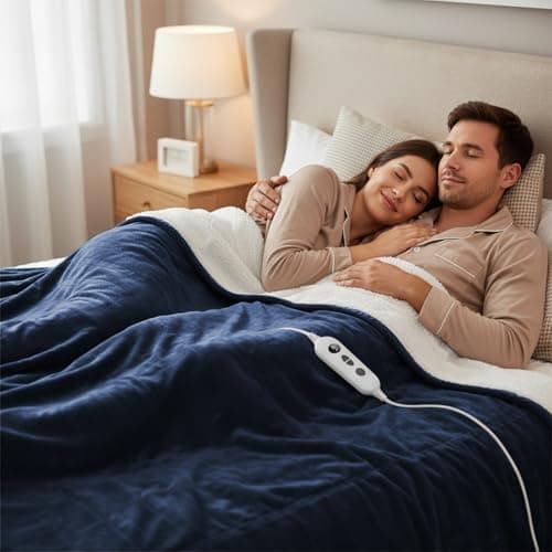 Qoosea Heated Blanket Throw Electric Blanket Twin Throw 50 * 60 inch with 9 Heating Levels 9 Timer Settings Auto Shut Off Soft Flannel Heating...