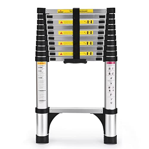 Telescoping Ladder, SocTone 10.5 FT Aluminum Lightweight Extension Ladder with 2 Triangle Stabilizers, Heavy Duty 330lbs Max Capacity,...