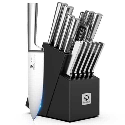 Knife Set – imarku 15 PCS Kitchen Knife Set with Block, Japanese Stainless Steel, Ultra Sharp Professional Chef Knives, Dishwasher Safe,...