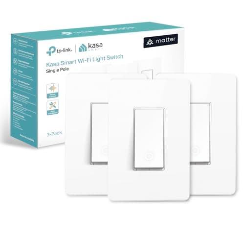 Kasa Matter Smart Wi-Fi Light Switch by TP-Link (KS205P3) - Neutral Wire and 2.4GHz Wi-Fi Connection Required, Works with Apple Home, Alexa &...