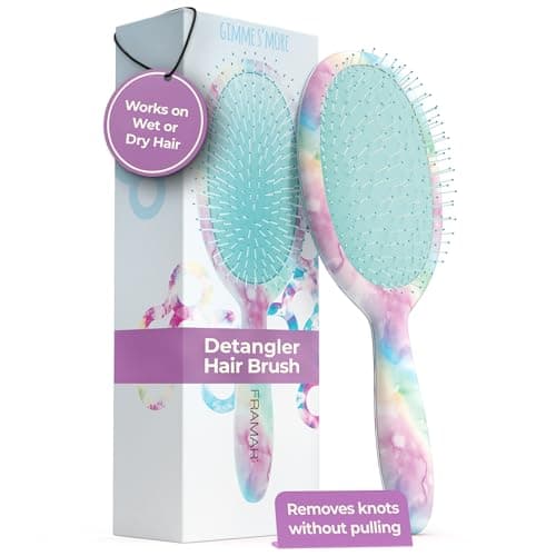 FRAMAR Detangling Brush for Curly Hair – Blue Tie Dye Hair Brushes for Women Detangler, Hair Brush for Women, Hair Detangler Brush for Curly Hair,...