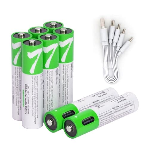 USB AAA Lithium ion Rechargeable Battery, 1.5V 750mWh Rechargeable AAA Battery, 1 H Fast Charge, 1200 Cycle with Type C Port Cable, Constant...
