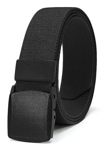 CHAOREN Nylon Elastic Belt Men, 1.5" Stretch Mens Belt with Plastic Buckle TSA Approved, Tactical Belt for Work Casual Jeans