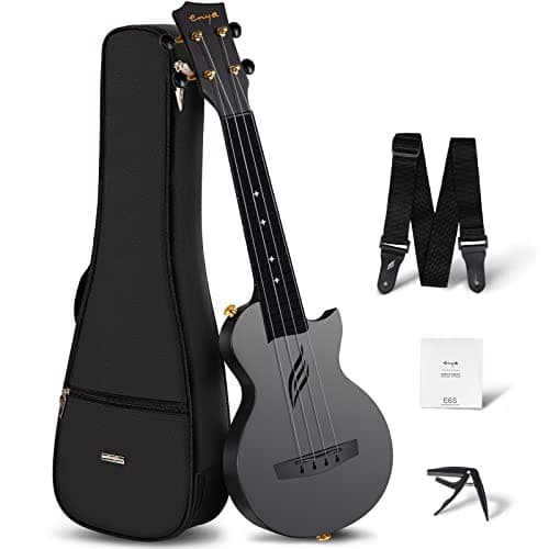 Enya Soprano Ukulele Carbon Fiber Nova U Mini 21" - Waterproof Ultra Portable Travel Ukulele with Case, Strap, Capo & Strings - Beginner Kit for...