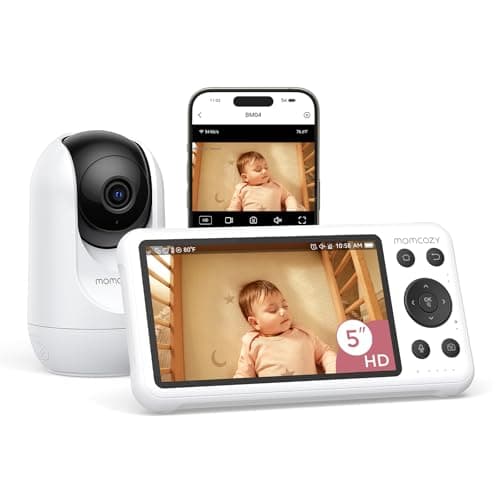 Momcozy Smart WiFi Baby Monitor with Camera and Audio, 5" 1080P Screen with Wall Mount, Motion & Cry Detection, Safe Fence,Clear Night Vision,...