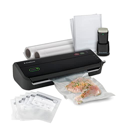 Machine à emballer sous vide FoodSaver avec scelleuse portative, 12 sacs sous vide et 2 rouleaux - Noir - FM2010
