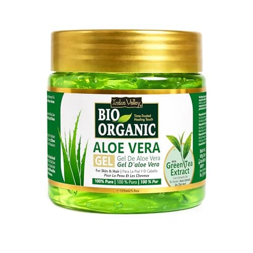 Indus Valley 100% Pure Aloe Vera Gel with Vitamin C & E for Skin & Hair | Non-Sticky Natural Aloe vera Gel - Soothes & Face Moisturizes, Irritated...