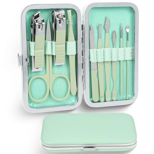 SunMine Manicure Pedicure Set 10 in 1 Stainless Steel Nail Care Kit Manicure & Pedicure Tools for Home & Travel